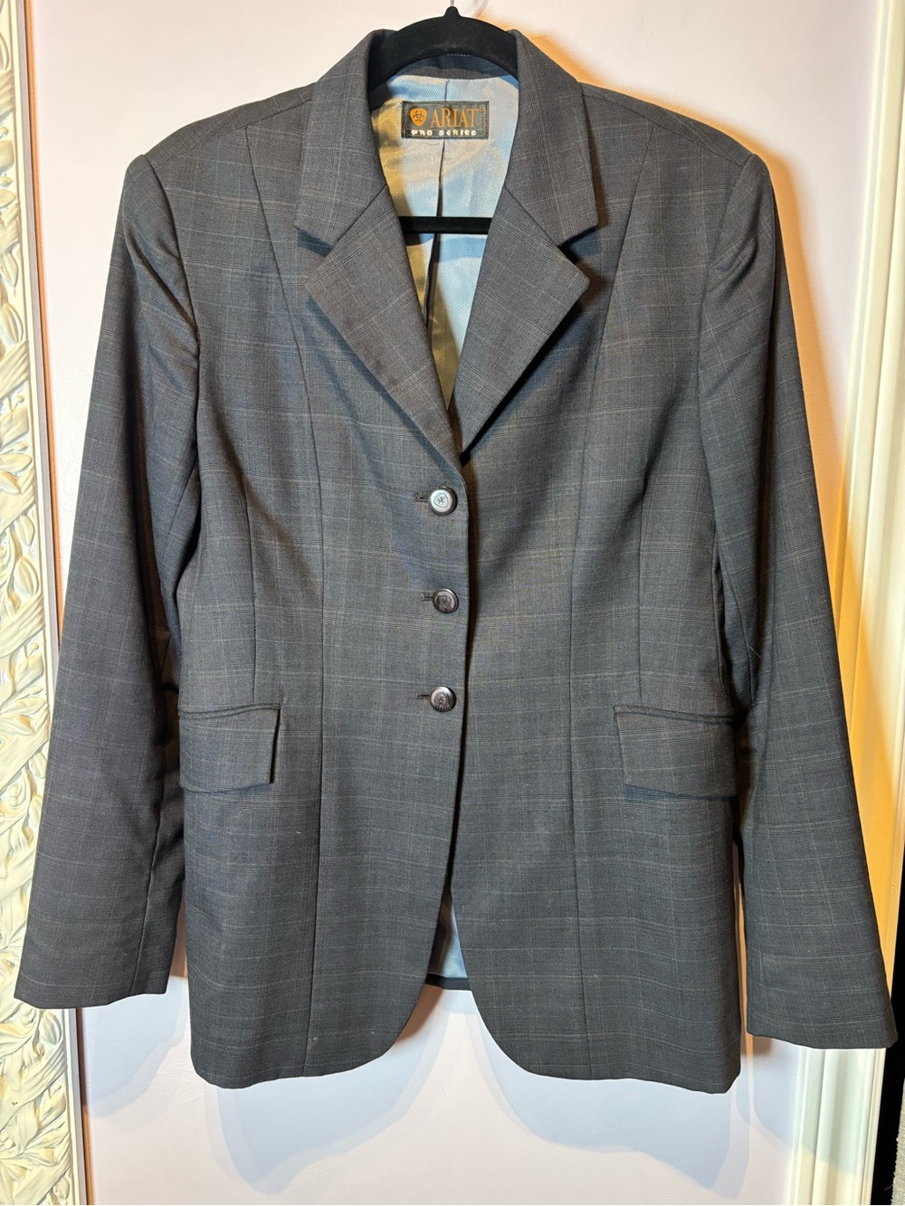 Ariat Pro Series Blazer Show Hunter Equestrian Wool Jacket Grey Plaid